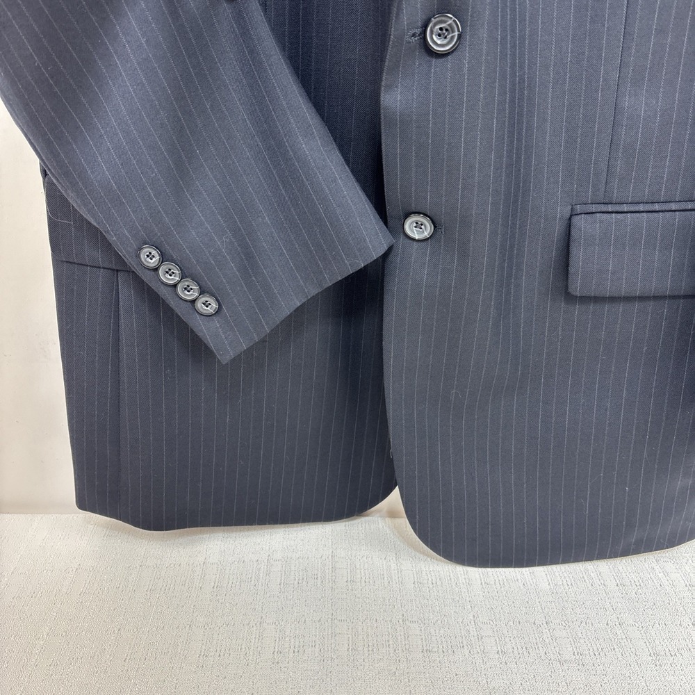 Oscar De La Renta Cashmere Wool Blend Navy‎ Pinstripe Blazer Suit Jacket 42L EUC - Picture 4 of 13
